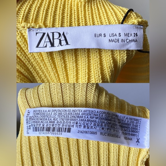 NWT Zara yellow knit long top/short dress low back knit with black ribbon detail - Picture 13 of 15